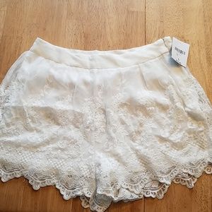Ivory woven shorts